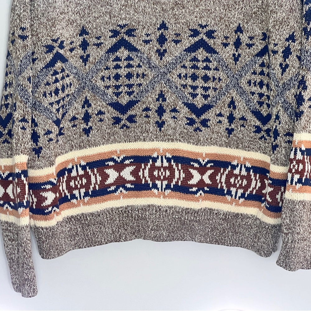 Lucky Brand Patterned Hooded Sweater – Tan, XL - Picture 7 of 11
